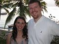 Elizabeth & Ross in front of the beach